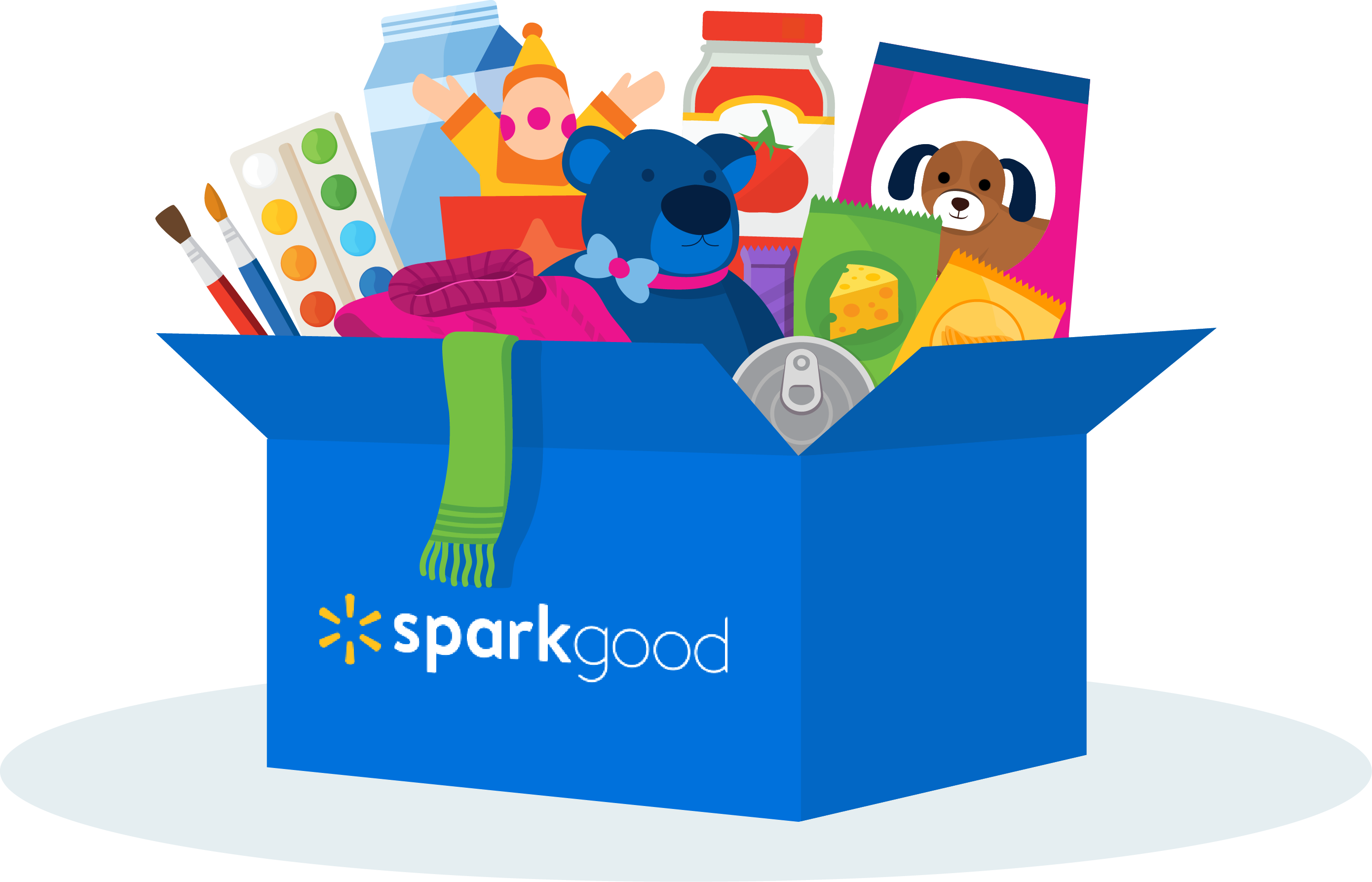 Walmart Spark Good donation box illustration